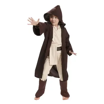 Film Jedi Savaşçı Kostüm Çocuk Cadılar Bayramı Kostümleri Boys için Yıldız Savaşları Giyinmek Kapşonlu Robe Cloak Kıyafetler