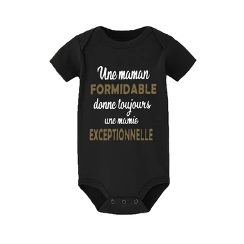 Fransız Baskı Bebek Bodysuit Yaz Kısa Kollu Yenidoğan Giysileri Erkek Kız Unisex Tulum Komik Yürümeye Başlayan Kıyafet Bebek Duş Hediye