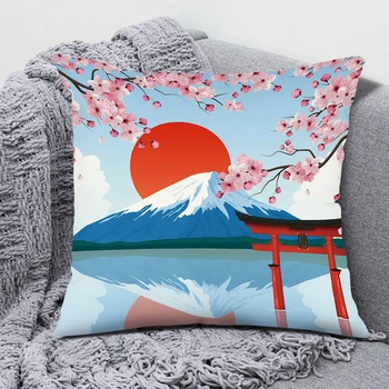 Fuji Dağı Manzara Yastık Kılıfı Mavi kanepe yastığı Kapak Ev Dekorasyon Polyester Dekoratif 40x40 45x45 50x50 30x50
