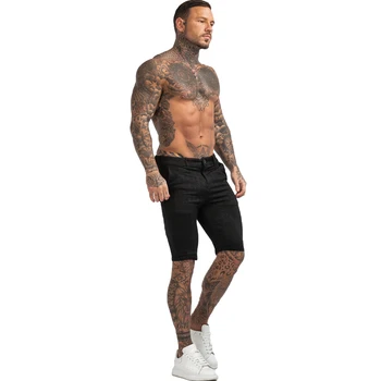 GİNGTTO Erkek Siyah Chino Şort Spor Slim Fit Rahat kısa pantolon Yeni Yaz Moda Stil Sıkı Nefes Kumaş zm817