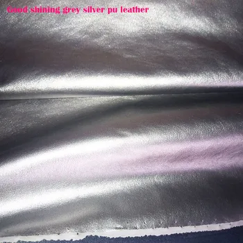 Güzel Yumuşak PU Deri Altın / Gri Gümüş Suni Deri Kumaş Parlayan Streç Sentetik Deri Kumaş Dikiş Dıy Pantolon Giyim
