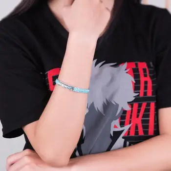 [Gıntama] Anime Gintoki 925 Ayar Gümüş Mavi Bilezik Erisabesu Kagura Aksiyon Figürü Ukiyoe Cosplay Bilezikler Takı Hediye