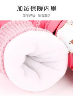 Hello Kitty Kız Pembe Eldiven Sanrio Sevimli Kız Bebek Kuromi Peluş Kış Eldiven Su Geçirmez Baskı Sıcak Tutmak Beş parmaklı El