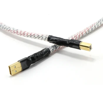 Hi-end En popüler Gümüş Kaplama + kalkan USB kablosu, Hi-END Tip A Tipi B Ses Kablosu, Hifi Veri Kablosu, DAC için