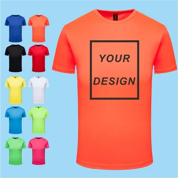 Hızlı Kuru Yuvarlak Boyun T-shirt Özel Baskılı İşlemeli Logo Spor Spor Kısa Kollu Üst Koşu Gömlek 2022