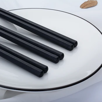IRONX Japon suşi hashi çubuklarını uzun alaşımlı çubuklar ev mutfak anti resable siyah çubuklarını.