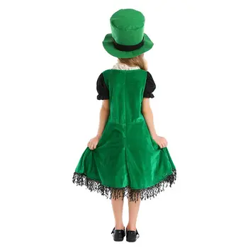 İrlanda peri elbisesi Kostümleri Çocuk Çocuk İrlandalı Leprikon Elf Cosplay Purim Karnaval parti elbise