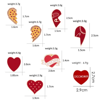 Kalp Emaye Pimleri Gıda Pizza Karikatür Sevimli Kırmızı Broş Romantik Charm Takı Aşk Hediye Kadınlar için Çift Yaka Denim Gömlek Rozeti