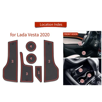 Kapısı yuvası Kupası Mat Lada Vesta için 2020 SW ÇAPRAZ CVT Kapı Oluk kaymaz Ped 6 adet / takım Aksesuarları Bardak Tutucular kauçuk Paspas