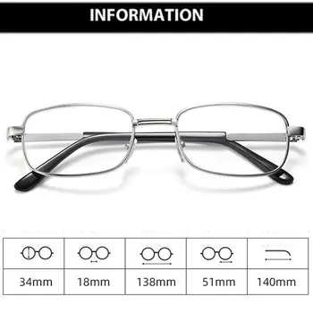 Kare anti-sis Anti-Scratch Kristal okuma gözlüğü Erkekler İçin Presbiyopik Gözlük Cam Lensler İle Metal Hipermetrop Gözlük + 3.5