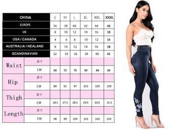 KAYBETMEK PARA satış yüksek belli Kot Kot Kadın Nakış Çiçek Kalem Jean pantolon Kadın Seksi Moda Bayanlar Streetwear Kot