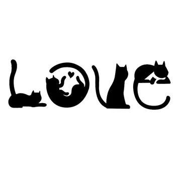 Kediler Büyü AŞK Moda Yaratıcı Karikatür Araba Sticker Cam Dekoratif Çıkartmaları 15.2 * 4.8 CM