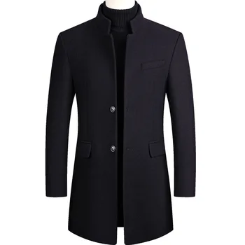 Kışlık ceketler Erkekler Yün Karışımları Palto Katı Yüksek Kaliteli Streetwear Kalınlaşmak İş Yün Ceket erkek giyim Giyim AF2811