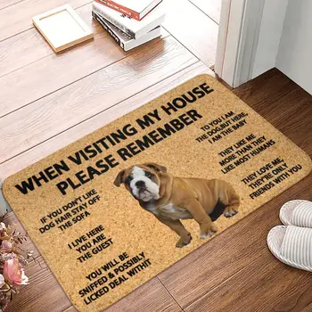 Lütfen Unutmayın İngilizce Bulldog Paspas Kaymaz Banyo Mutfak Mat Oturma Odası Kapı Zemin Giriş Halı Kilim