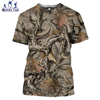 Mamba Üst 3D Leopar Baskı Kamuflaj T Shirt Vahşi Avcılık Oyunu Yaz Kampı Orman Erkek Tişört Kadın Tees Moda Unisex Kazak