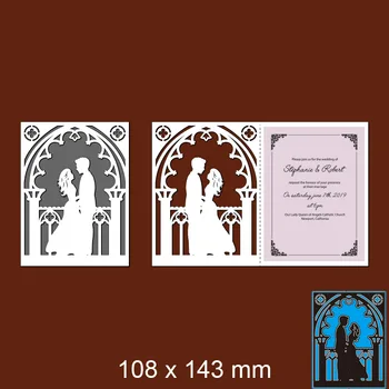 Metal Kesme Ölür Kilise Düğün Çift Greeti Yeni koleksiyon defteri kağıdı Dekorasyon Şablon Kabartma kendi başına yap kağıdı Kart Craft 108 * 143mm