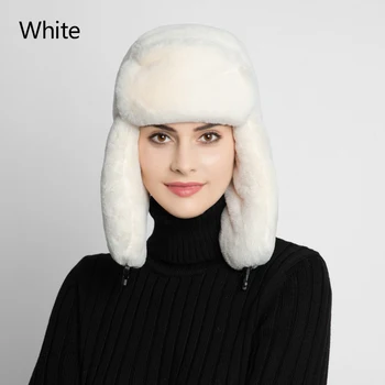 Moda Sonbahar Kış Erkekler Ve Kadınlar Katı Renk Taklit Tavşan Kürk Peluş termal Lei Feng Şapka Bisiklet Kulak Kapağı Rüzgar Kar Kap