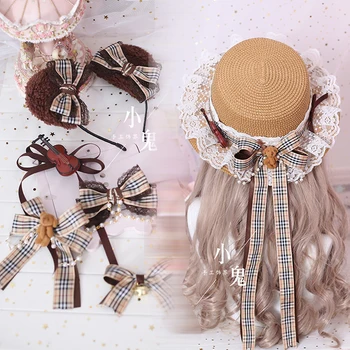 Moe Keman Hasır Şapka Japon saç aksesuarları Saç Tokası Kafa Bandı Lolita Ayı Kulak Bandı Bandı Ayı Tiramisu