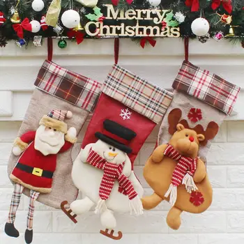 Noel çorap klasik Elk şeker çorap asılı çanta dekorasyon için