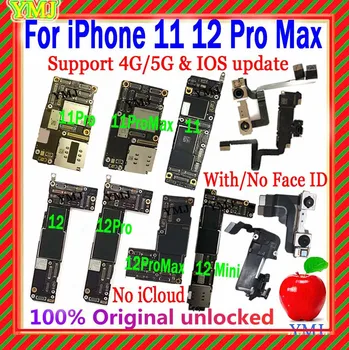 Orijinal Kilidini iPhone 11 12 Pro Max Anakart Temiz iCloud Desteği Güncelleme iPhone 11 pro max Mantık kurulu 64GB 128GB