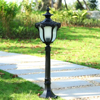 OUFULA Bronz Açık çim ışığı LED Retro Bahçe Lambası Su Geçirmez IP65 Ev Dekor Avlu Villa Fikstür