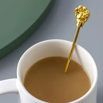 Paslanmaz Çelik Kahve Karıştırma Kaşığı Seramik Uzun Saplı Altın Dondurma Çay Kaşığı Altın kaplama Tatlı Kaşığı Sofra