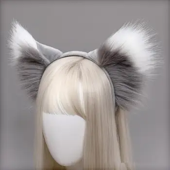 Peluş lolita headdress firkete kurt kulak kedi kulak simülasyon kulak tilki kulak bandı Tilki Kulaklar Kafa Bandı Seksi Lolita saç aksesuarları