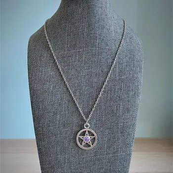 Pentagramı Charm Kolye / Ametist Pentagram Kolye, Takı Büyücülük Muska, Gizli Sihirli Fikir, Wicca, Pagan Kolye