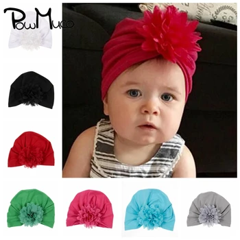 Powmuco Düz Renk Bohemian kızılderili şapkaları Moda El Yapımı Çiçek Bebek Kapaklar Sevimli Çiçek Çocuk Şapkalar Bebek Fotoğraf Sahne