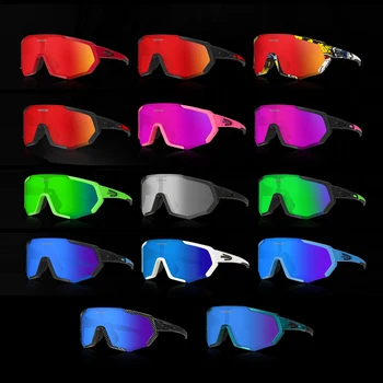 QUESHARK Erkekler Kadınlar Fotokromik Polarize 6 Lens Seti Bisiklet Güneş Gözlüğü Spor MTB Bisiklet Gözlük Sürme Yol Bisikleti Gözlük QE48
