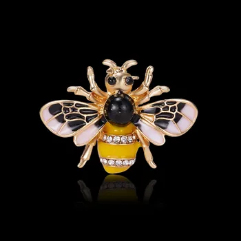RİNHOO Emaye Bombus Arısı Broş Erkek kadın Alaşım Sarı Arı Böcek Broş noel hediyesi Broş Ziyafet Pimleri Ceket Aksesuarları