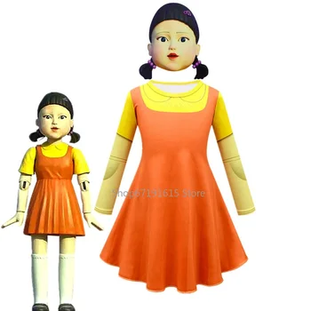 Robot Bebek Yıldız Oyunları Cosplay Kostüm Sarı Küçük Kız Elbise Cadılar Bayramı Kostüm Çocuklar İçin Ahşap Adam ÇÜNKÜ Parti Giyim