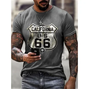 Rota 66 Mektup Desen 3D Baskılı yazlık t-Shirt Kadın Erkek Büyük Boy Trend T Shirt Kız Erkek Harajuku Çocuk Giyim En Tees