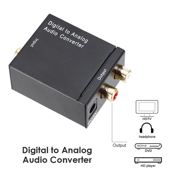 Ses dönüştürücü Dijital Fiber Optik Toslink Hafif Amplifikatör Kolayca Taşıma Koaksiyel Analog RCA R / L Dekoder