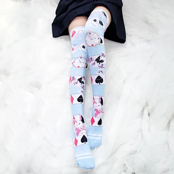 Sevimli Alice in Wonderland Cosplay Lolita Çorap Kadın Anime Kawaii Çorap Japon Uyluk Yüksek Overknee Cadılar Bayramı Çorap Hediyeler