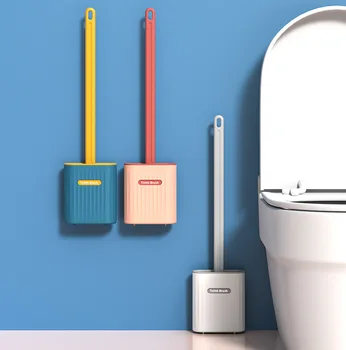 Silikon Tuvalet Fırçası Tuvalet Tutucu Seti Banyo Esnek Yumuşak Kıllar Fırçaları Kurutma Tutucu Banyo WC Aksesuarları