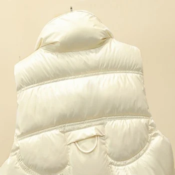Sonbahar Ve Kış Yeni Moda Aşağı Yelek Kadın Giyim Parlak Yüzey Yıkama-Ücretsiz Yelek Gevşek Yelek Ceket Kadın