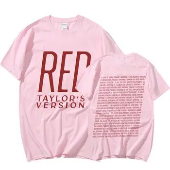 Taylor T Shirt Müzik Albümü Kırmızı taylor'un Versiyonu Baskı kısa kollu t-shirt Ekip Boyun T-shirt %100 % Pamuk erkek Büyük Boy Tees