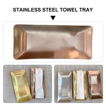 Tepsi Banyo Altın Tepsiler Metal Küçük Platestainless Çelik Havlu Makyaj Organizatör Bulaşık Hizmet Depolama Aksesuarları