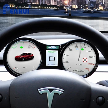 Tesla Modeli Y/ Model 3 Araba LCD Küme enstrüman multimedya pano Modifikasyonu HUD Multimedya Paneli