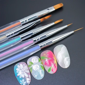 Tırnak Sanat Fırçaları Kalem Akrilik Çizim Kalemi Kanca Çiçek Fırça Taklidi Aurora Kristal UV Jel Boyama Manikür Araçları