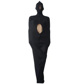 Unisex Mumya Takım Elbise siyah Spandex Mumya Takım Elbise Kıyafet Kostümleri Unisex Uyku Tulumu İç Kol Kollu Cadılar Bayramı Cosplay Takım Elbise