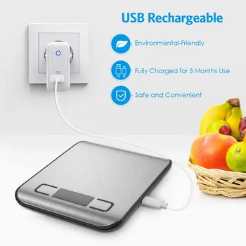 USB Dijital Mutfak Terazisi 5 kg/1g Gıda İşlevli Paslanmaz Çelik Denge lcd ekran Ölçüm Ons Pişirme Pişirme Aracı