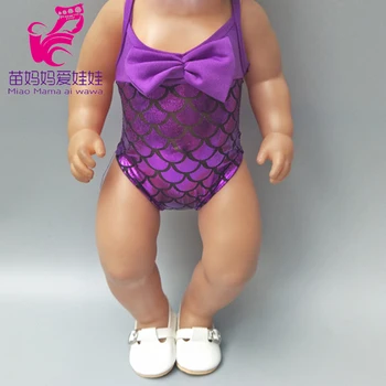 Uyar 43cm Bebek Bebek Kıyafetleri Yaz Yüzmek Bikini Balık Mermaid Giyen De Takım Elbise için 18 İnç Kız Bebek Giysileri