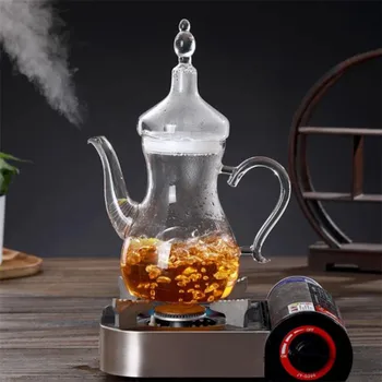 Uzun borosilikat cam çaydanlık ısıya dayanıklı soğuk su ısıtıcısı filtresi şeffaf çiçek çayı cezve Pot Ofis Teaware 1L / 500ml