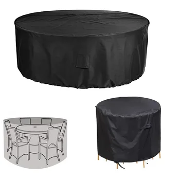 Veranda Mangal Masa Örtüsü Yuvarlak Su Geçirmez dış mekan mobilyası Yan masa örtüsü Yırtılmaz Kordon Raptiye Siyah 70
