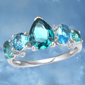 Vintage Akuamarin Kristal Yüzükler Kadınlar için Zarif Gelin Düğün Nişan Yüzüğü Sevgililer Günü Hediyesi Estetik Tasarımcı Takı