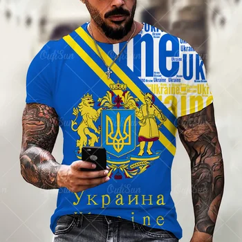 Vintage Erkek Ukrayna T - Shirt Erkekler için T Shirt 3D Baskı Giyim Bayrağı Kısa Kollu Yaz O-Boyun Harajuku En Stranger Şeyler