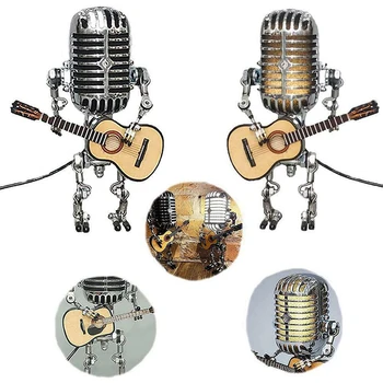 Yaratıcı Mikrofon Gitar Robot Araba Dashboard Dekorasyon Süsler Araba ev içi dekorasyon LED Ampuller