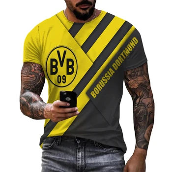 Yaz Moda erkek Gömlek 3D Baskı BvV T-shirt Dortmund Kulübü Bahar Üst Sokak Hip Hop Büyük Boy erkek Rahat Spor Gömlek